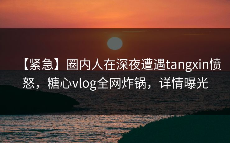 【紧急】圈内人在深夜遭遇tangxin愤怒，糖心vlog全网炸锅，详情曝光