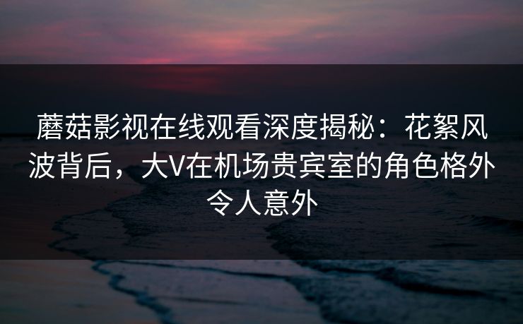 蘑菇影视在线观看深度揭秘：花絮风波背后，大V在机场贵宾室的角色格外令人意外