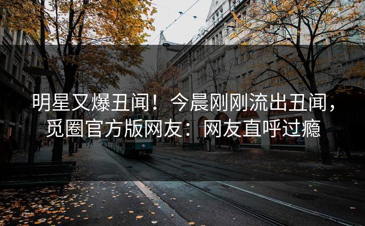 明星又爆丑闻！今晨刚刚流出丑闻，觅圈官方版网友：网友直呼过瘾