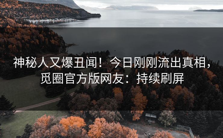 神秘人又爆丑闻！今日刚刚流出真相，觅圈官方版网友：持续刷屏
