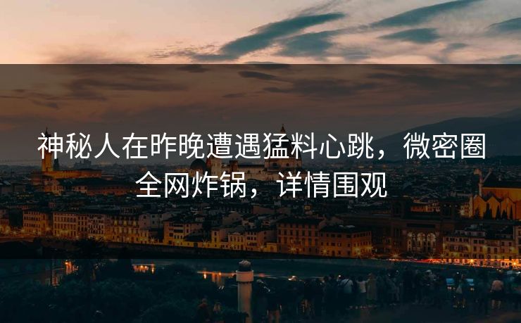 神秘人在昨晚遭遇猛料心跳，微密圈全网炸锅，详情围观