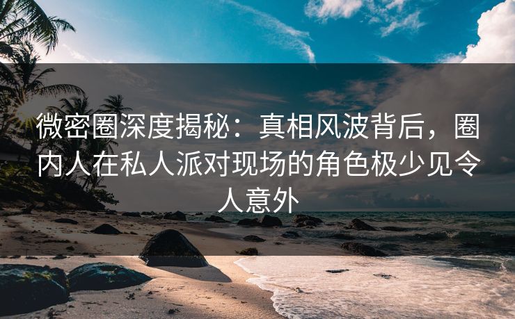 微密圈深度揭秘：真相风波背后，圈内人在私人派对现场的角色极少见令人意外